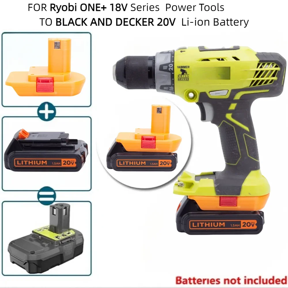 Adapter/Converter for BLACK AND DECKER 20V MAX Li-ion Battery TO Ryobi ONE+ 18V Series Cordless Power Tools (Only Adapter)