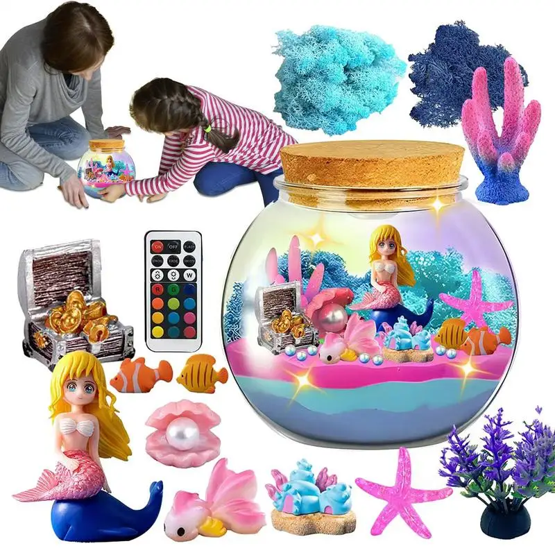 Kit terrario Terrario con luce notturna a LED per bambini con arti e mestieri educativi a distanza Creature marine Acquario per ragazze dai età