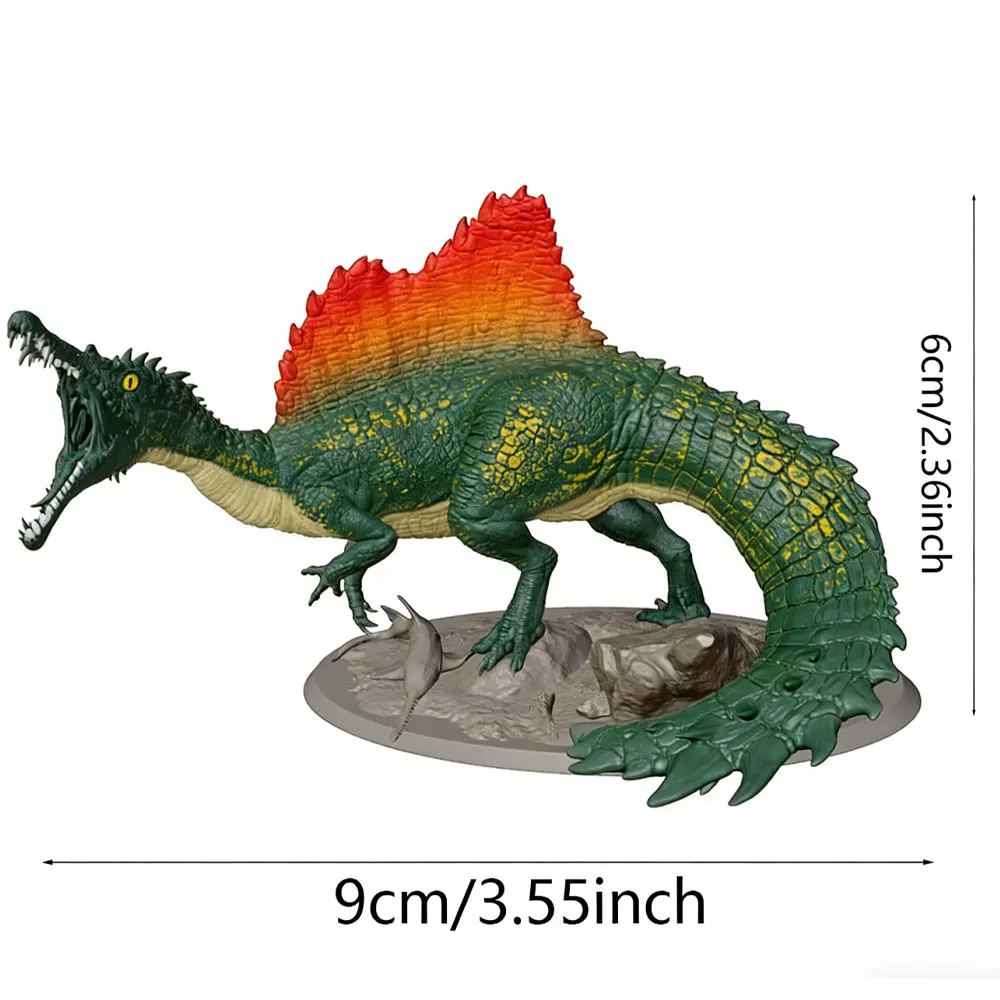 Unpainted and Uncolored Animal Model Figures: Pteranodon, Spinosaurus It Has a Slender Snout and Conical Teeth, Similar to a Crocodile.
