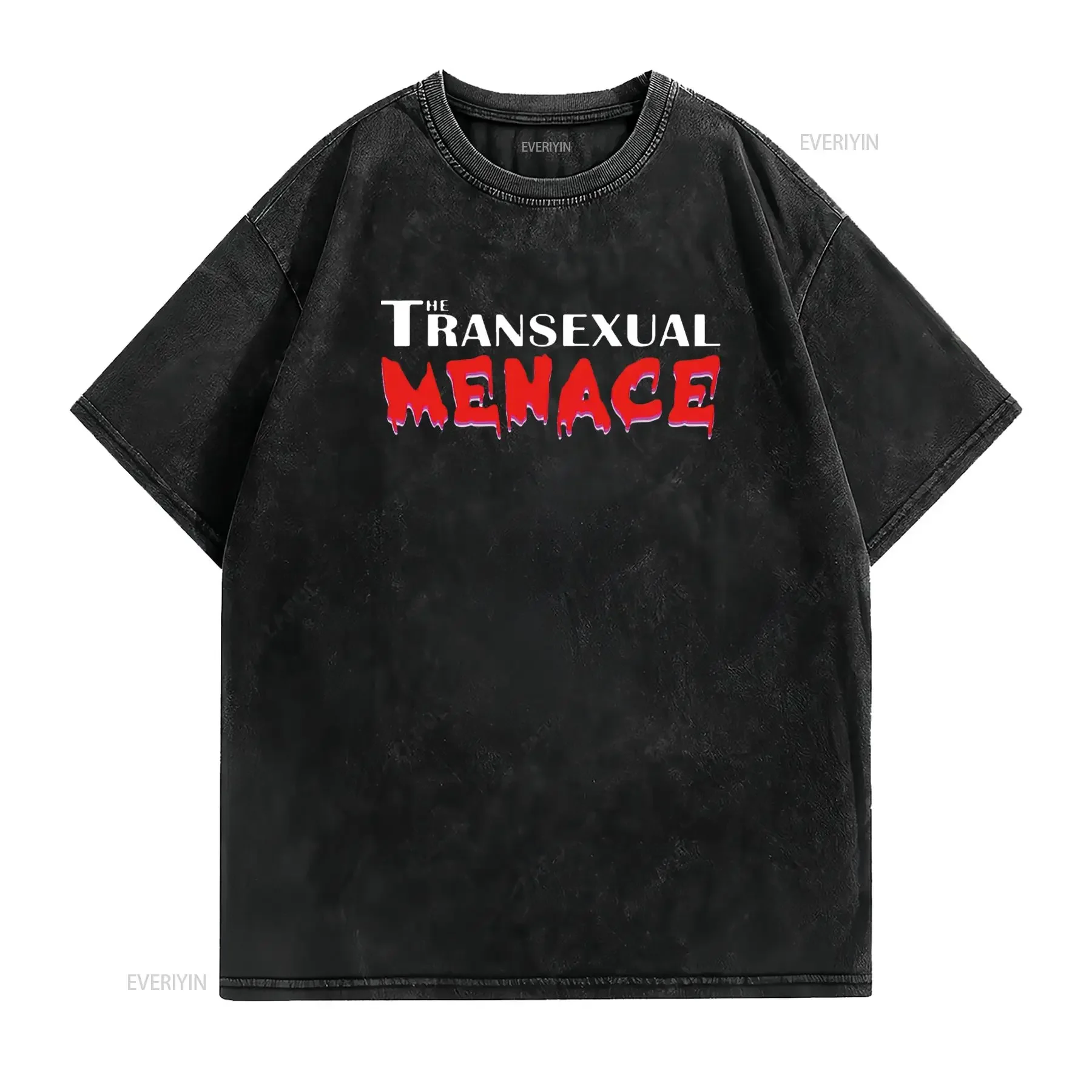 Womens The Transexual Menace Funny LGBT Pride T Shirt Black X Large vintage Washed Casual Stretched fashion Slightly Stylish