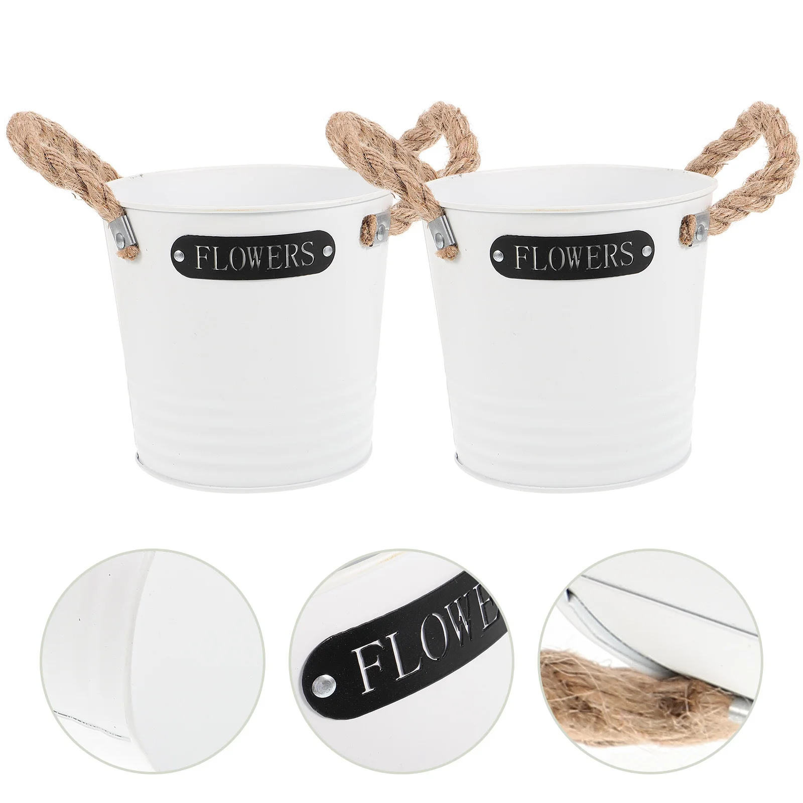 

2 Pcs Horizontal Pattern Flower Pot Floral Buckets Decor Decoration Decorate Vases