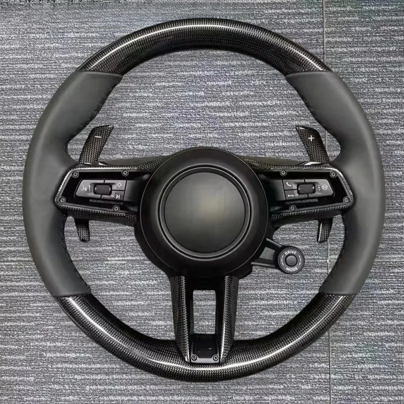 Black Sporty Carbon Fiber Steering Wheel For Porsche Custom 911 992 997 718 Paramela Cayenne Tayneen Macan Car Accessorles
