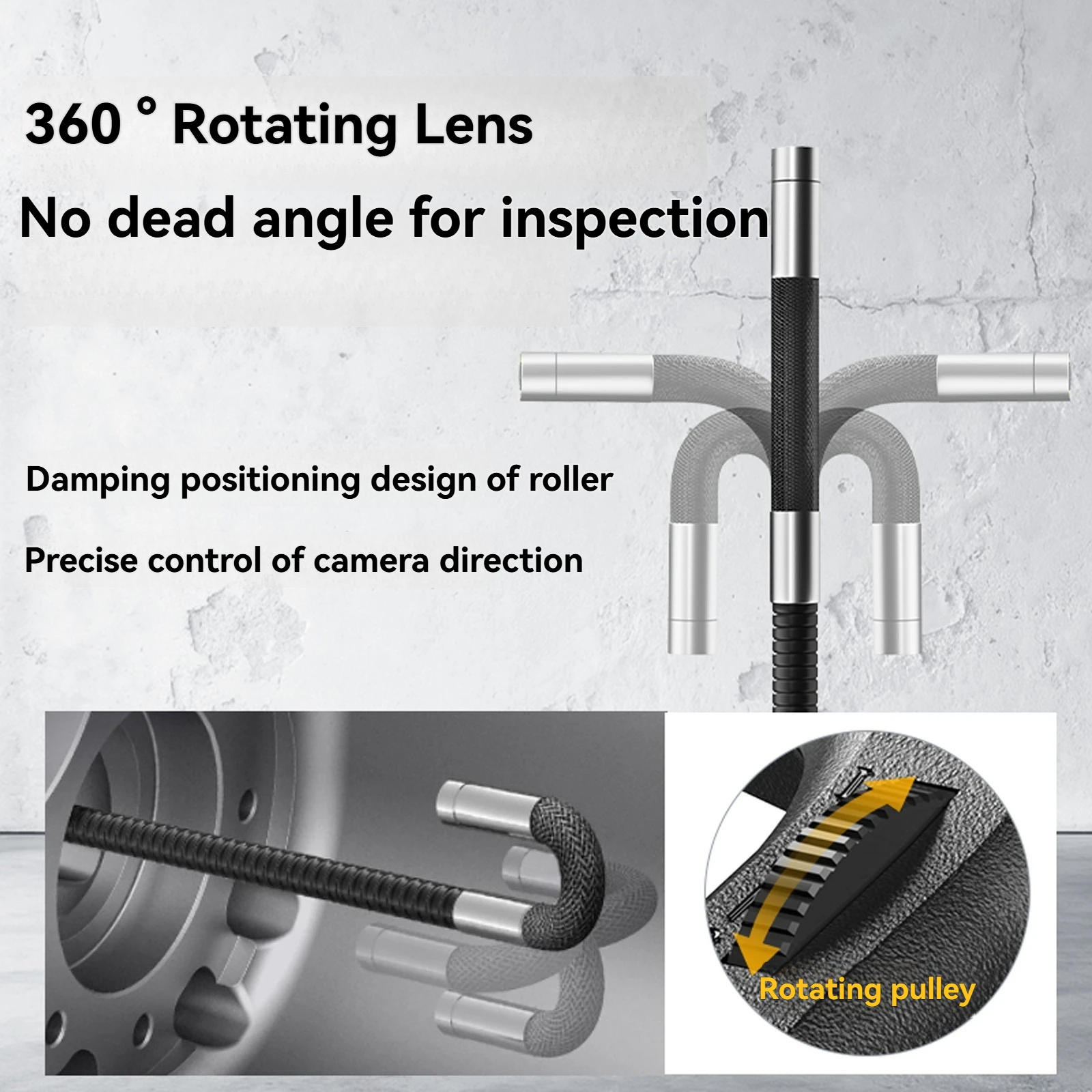 كاميرا المنظار المفصلية في اتجاهين 4.3 بوصة فحص مقاوم للماء Borescope 2600mAh لصيانة آلة أنابيب محرك السيارة
