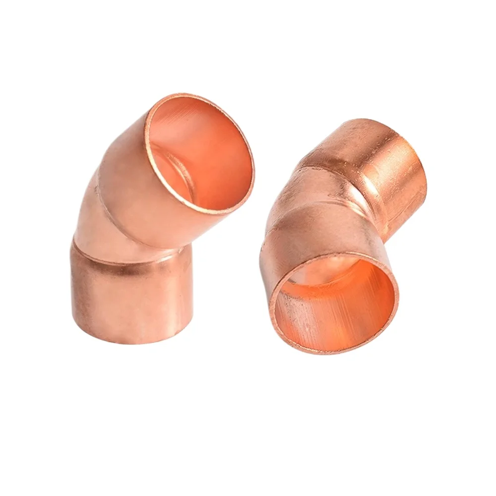 6.35-133mm ID Weld Socket End Feed Solder Elbow 45 135 Degree  Pure Copper Pipe Fitting Connector Air-Coniditioning