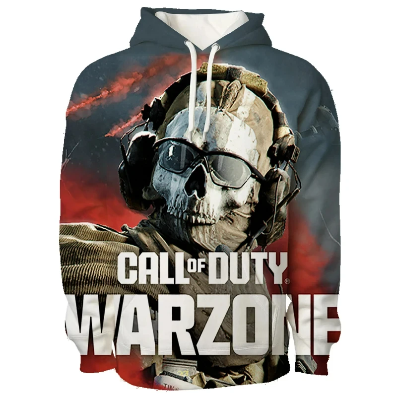 Homens e mulheres Call of Duty Warzone 3D impresso com capuz, pulôver com capuz, streetwear na moda, moletom, roupas juvenis, jogo pop