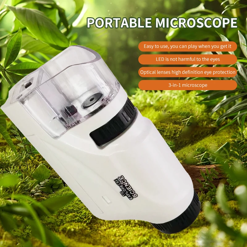 Mini microscopio tascabile Kit 60 To120x microscopio da laboratorio portatile con luce a LED per utensili per esperimenti scientifici per bambini