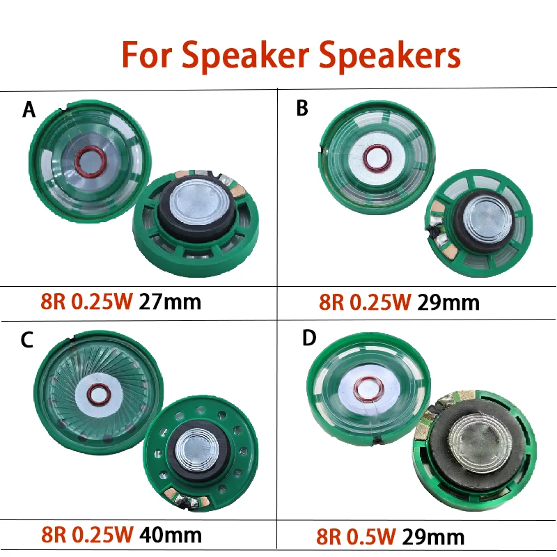 YUXI 2PCS For Toy Speaker 27/29/40mm 8R 0.25W/29mm 8R 0.5W External Magnetic Doorbell Speaker Speake Audio Replacement Parts