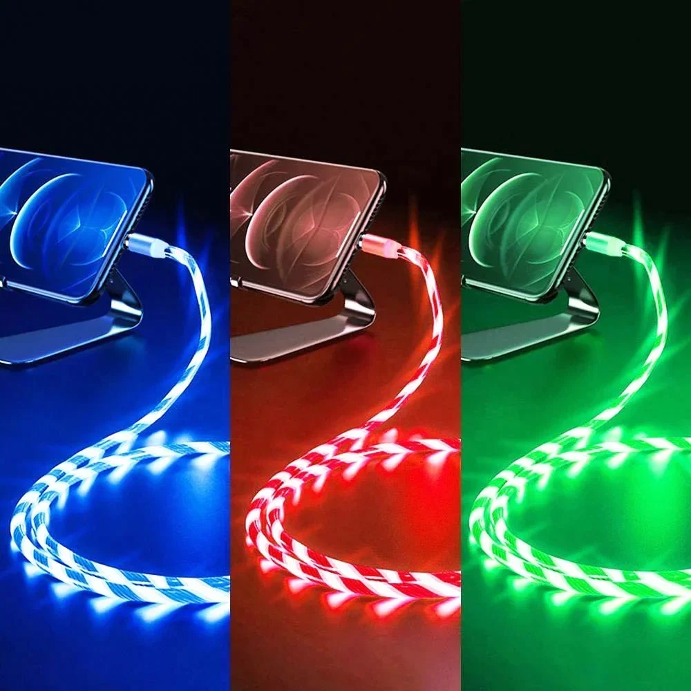 Świecący kabel LED 3A Kabel do szybkiego ładowania typu C USB typu C Kabel do szybkiego przesyłania danych Światło LED USB C Przewód — zdjęcie 7