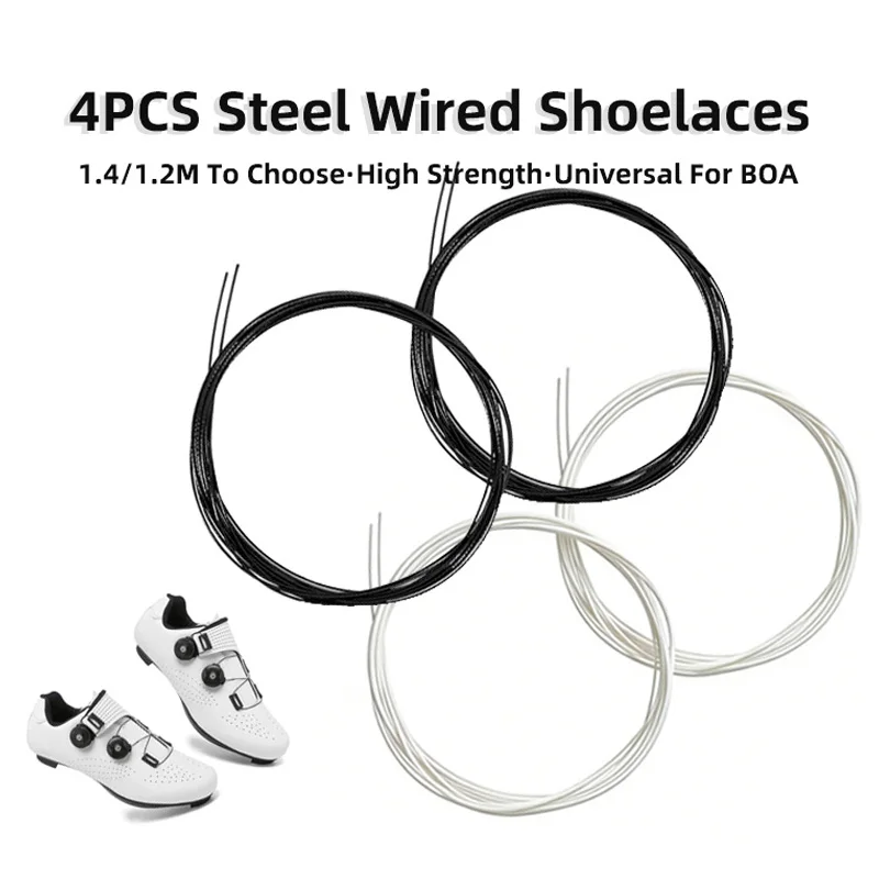 AliExpress NONE 4PCS High Strength Steel Wired Shoelaces Universal Cycling Cleat Shoelaces Soft Hiking Shoelaces For BOA Closure Screw Lock