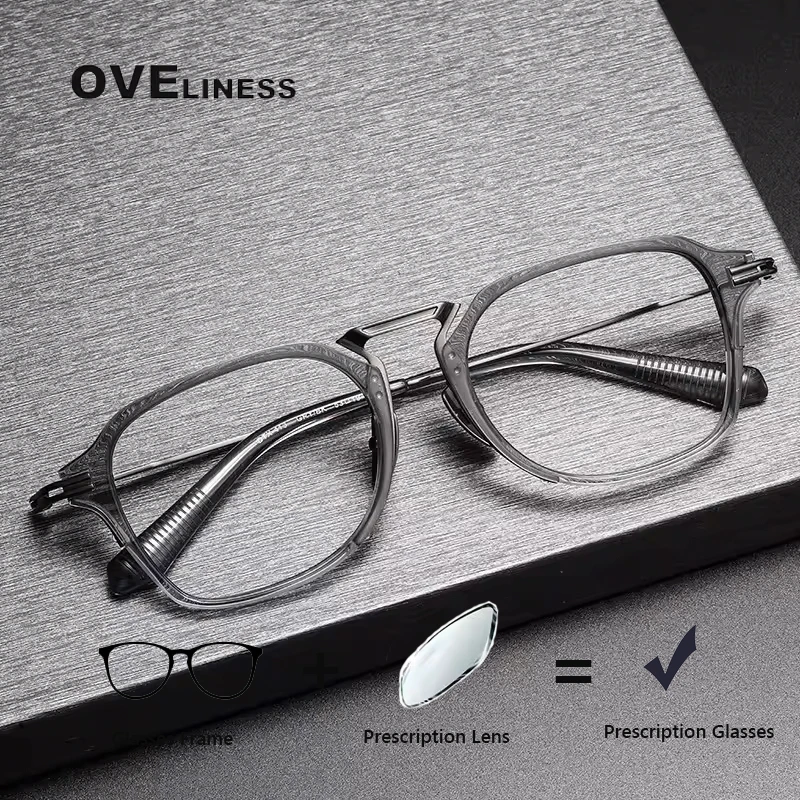 

Ацетатная титановая оптическая оправа для очков, мужская винтажная квадратная оправа для очков для близорукости по рецепту, очки высокого качества