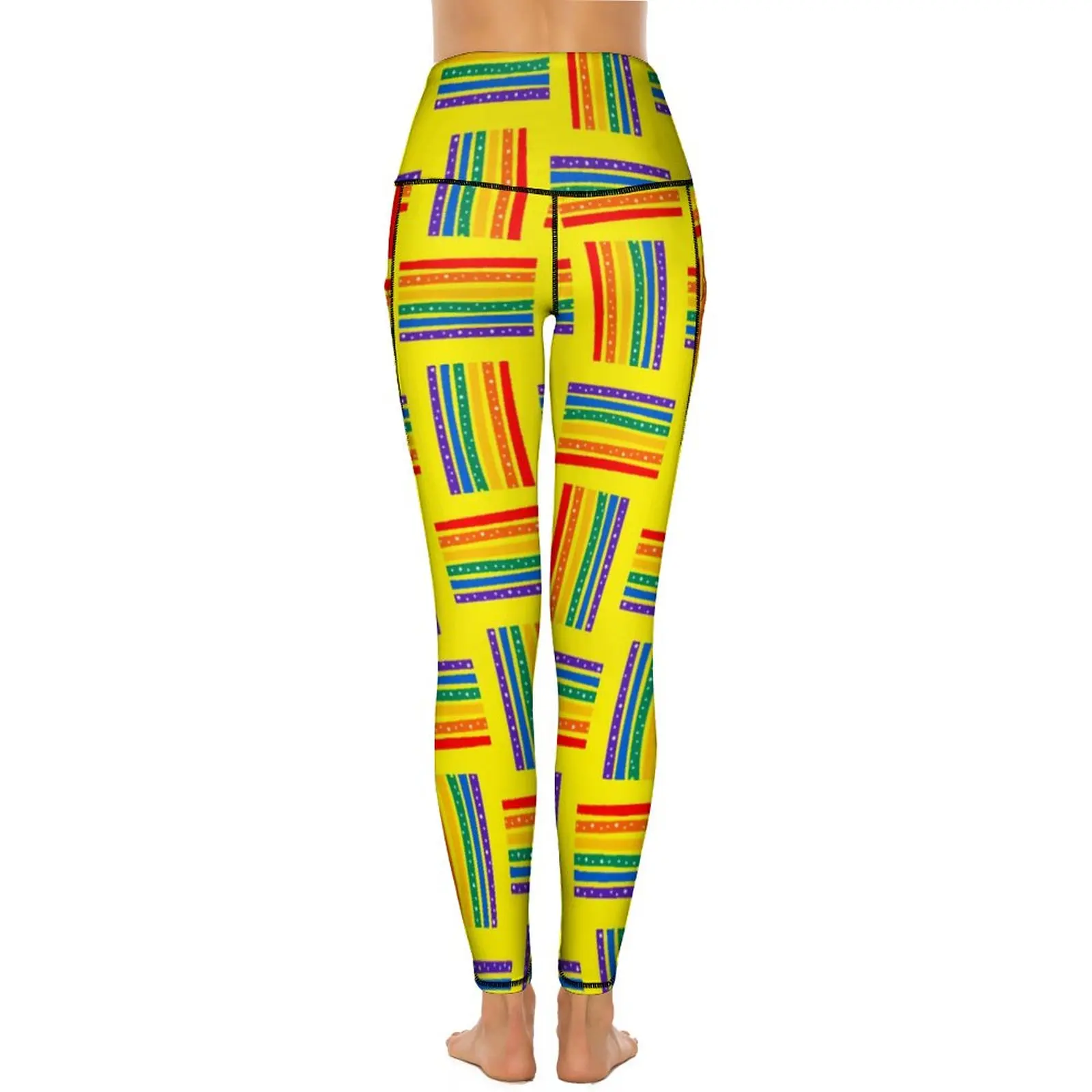 Joli pantalon de Yoga arc-en-ciel avec poches pour femme, Leggings Sexy, taille haute, Kawaii, collants de Fitness personnalisés