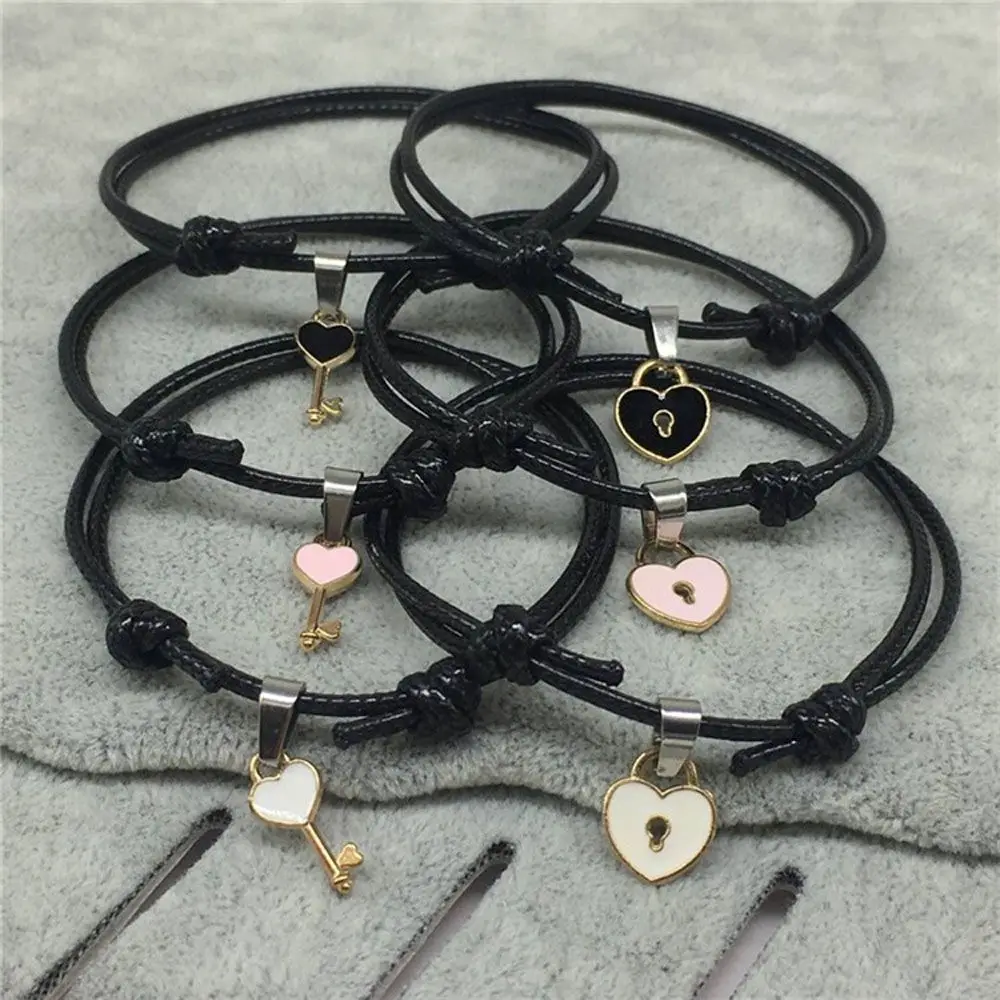 Handmade Mom Gifts Rope Key Heart Daughter Adjustable Lock Charm Fashion Accessories Bracelets Bangles Jewelry