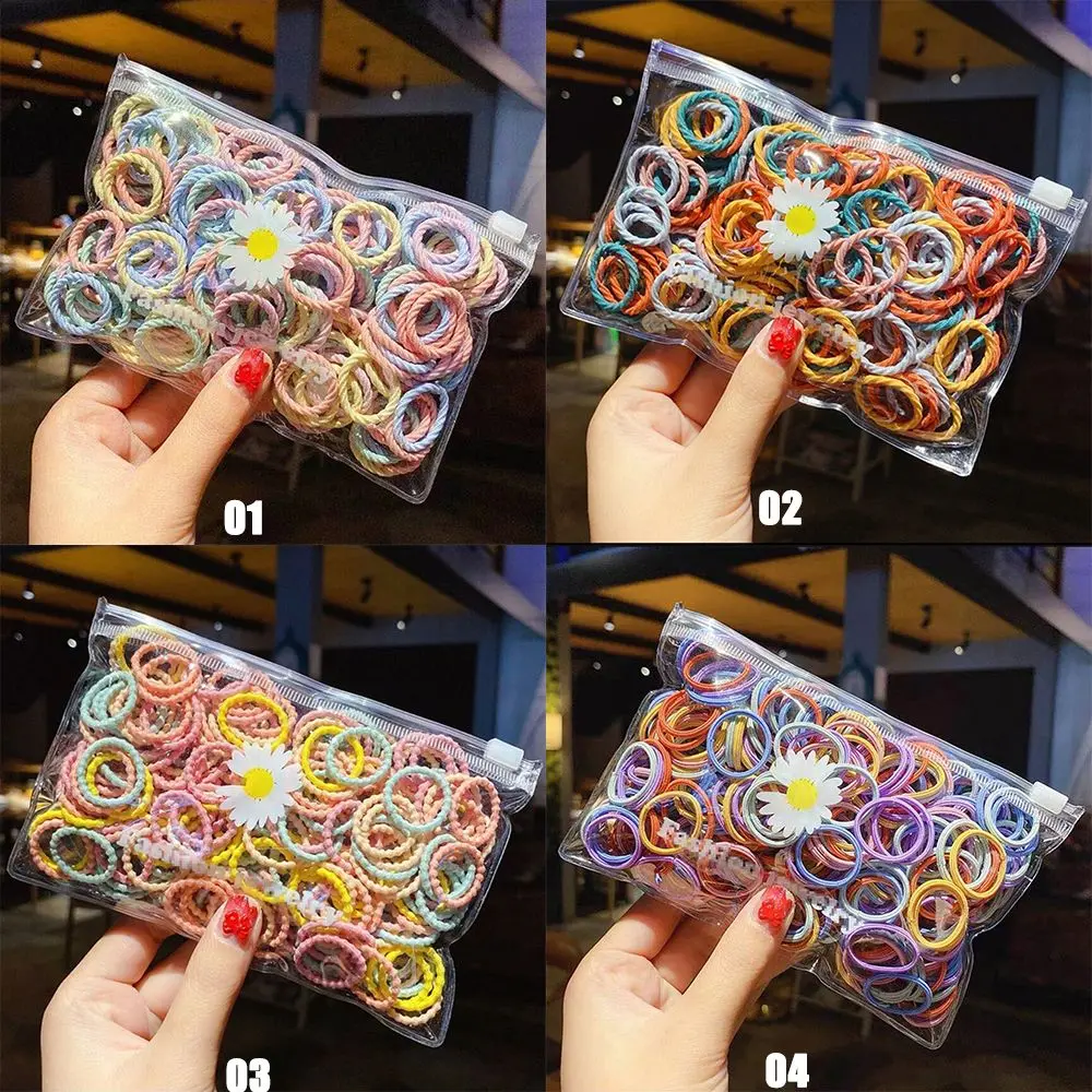 100PCS/Bag Baby Kids Colorful Rubber Ponytail Holder Hair Rope Children Hair Ties Hair Accesorries