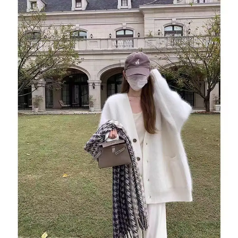 セーター ジャンパー カーディガン レディース フード付き ウール シルク パールボタン レギュラー チェック柄 レジャー シック エレガント 伝統的 高級感 精緻