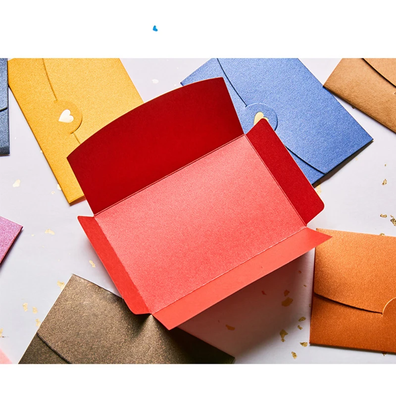 Fold Invitation Envelopes Retro Love Pearlescent Paper Message Card Invitation Greeting Cards Generous Mini Gift Card Envelopes