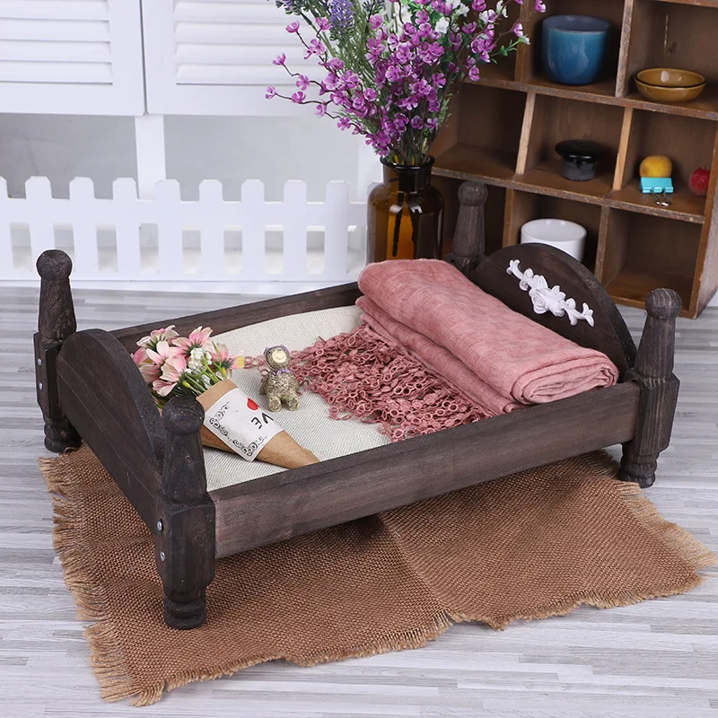 Newborn Photography Props Wooden Photo Props Bed Baby Photography Auxiliary Bed Retro Wooden Detachable Cot Studio Accessories