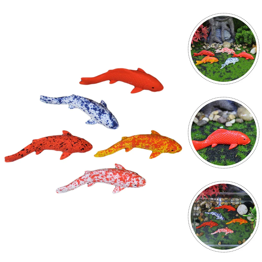 

5pcs Mini Realistic Goldfish Artificial Carp Figure Dollhouse Fish For Aquarium Garden Pond Decor Resin Artificial Fish