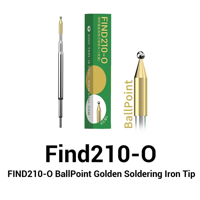 

2UUL FIND C210-O BallPoint Head Golden Soldering Iron Tips C210 Blade Welding Set for Electronics Phones BGA CPU Repair Tools