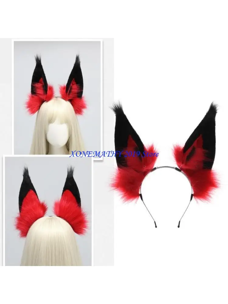 

F42F повязка на голову в стиле аниме с пушистыми ушками дьявола, обруч для волос на Хэллоуин, повязка для волос, аксессуар для