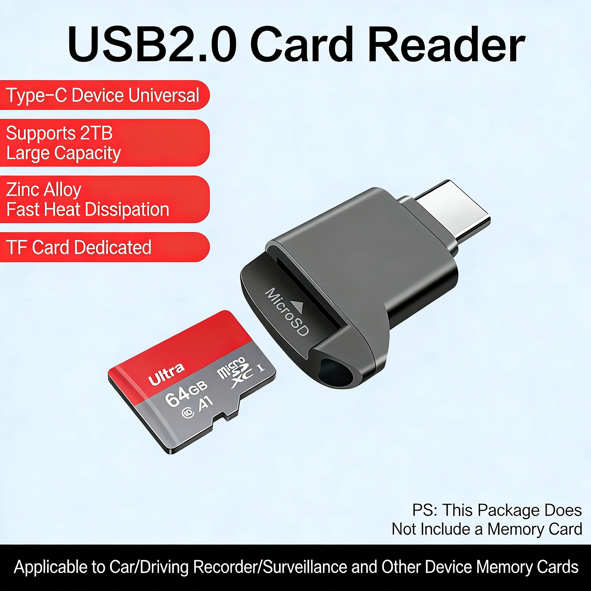 Type-C 2.0 Mini TF Card Reader External Storage Portable Stretch USB-C For iPhone 16 17