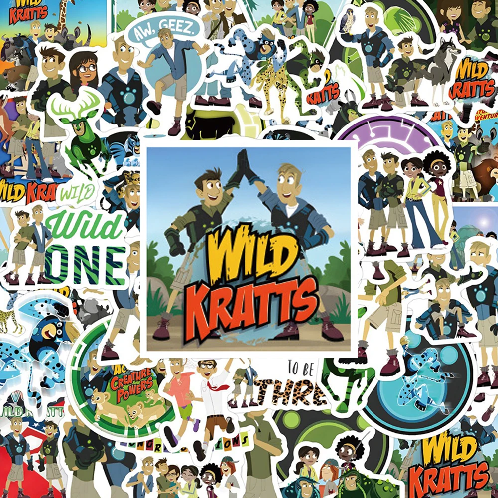 10/30/55 Uds. Pegatinas de Anime Wild Kratts monopatín DIY motocicleta portátil coche Cool dibujos animados pegatina de grafiti calcomanías diversión para chico juguete