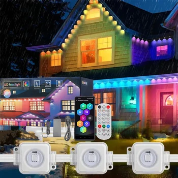 30m inteligente beirais luz permanente luzes de tira led ao ar livre wifi rgbic lâmpada com controle remoto para festa em casa natal decoração do feriado luzes