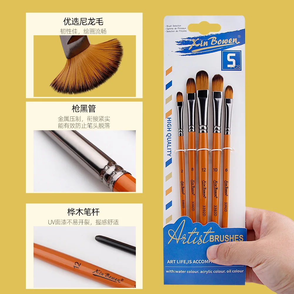 5 Stks/set Aquarel Penseel Pen Wwo-Kleur Nylon Wol Kunst Schilderij Penseel Acryl Kwast Канцелярия Kunst Benodigdheden Voor Kunstenaar