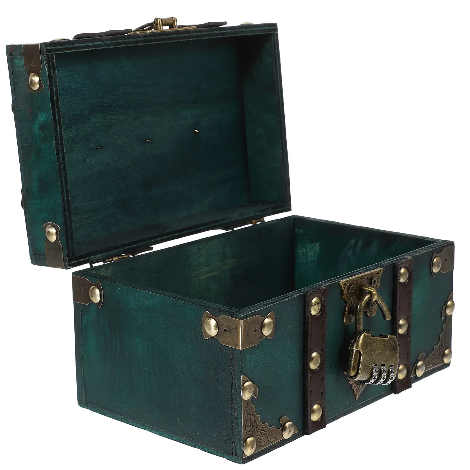 

Wooden Treasure Chest Vintage Large-Capacity Wood Jewelry Storage Box Rustic Trinket Organizer with Lock Pirate Treasure Chest