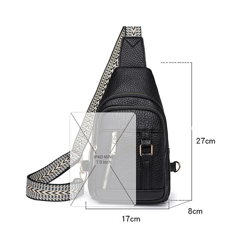 Chest Bag for Women New Fashion Messenger Bag High Quality PU Leather Mobile Phone Crossbody Purse Outdoor Daily Bag Female