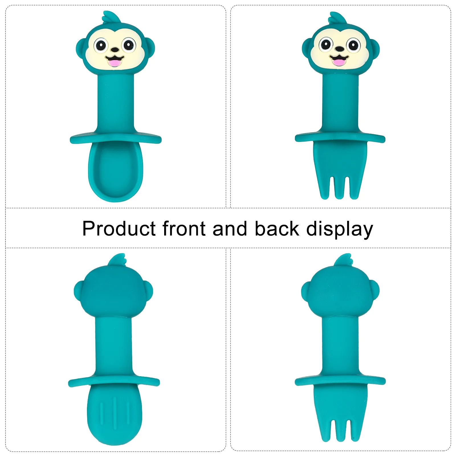 

2Pcs Baby Fork Spoon Set Food Grade Silicone Safe Durable Easy Grasp Training Hand Eye Coordination Fine Workmanship Not Easy to