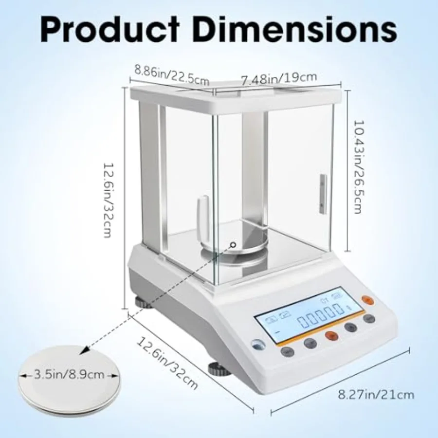 Lab Digital Analytical Balance 0.0001g/220g, Stainless Steel, White, High-Precision 0.1mg Accuracy for Pharmacy, Lab, Jewelry S