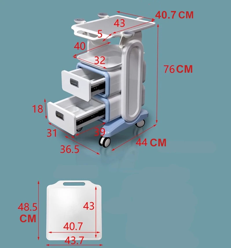 Large Panel ABS Dental Clinic Small Bubble Beauty Instrument Machine Use Assembled Mobile Stand Trolley Cart