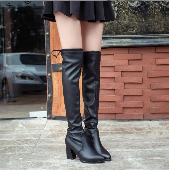 Fashion classic New Shoes Women Boots Black Over the Knee Boots Sexy Female Autumn Winter lady Thigh High Boots size33-40