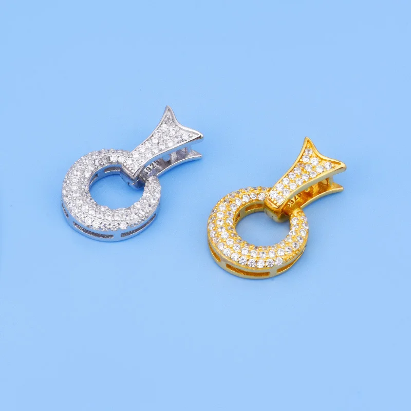 S925 Silver buckle DIY accessories Single row Zircon tower buckle bracelet buckle buckle buckle