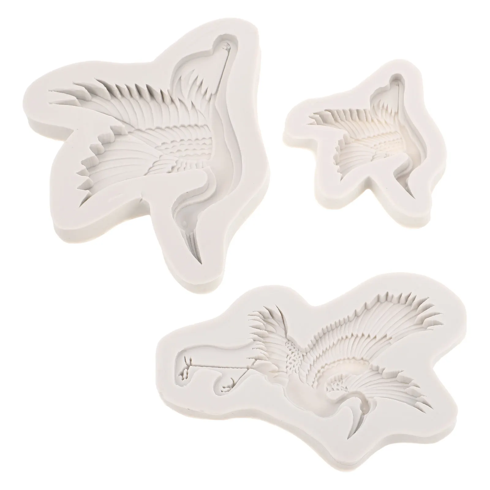3Pcs Crane Silicone Mold Set Elegant Bird Fondant Chocolate Resin Clay Cake Decorating Molds for Baking Candy Mousse Pudding view 2