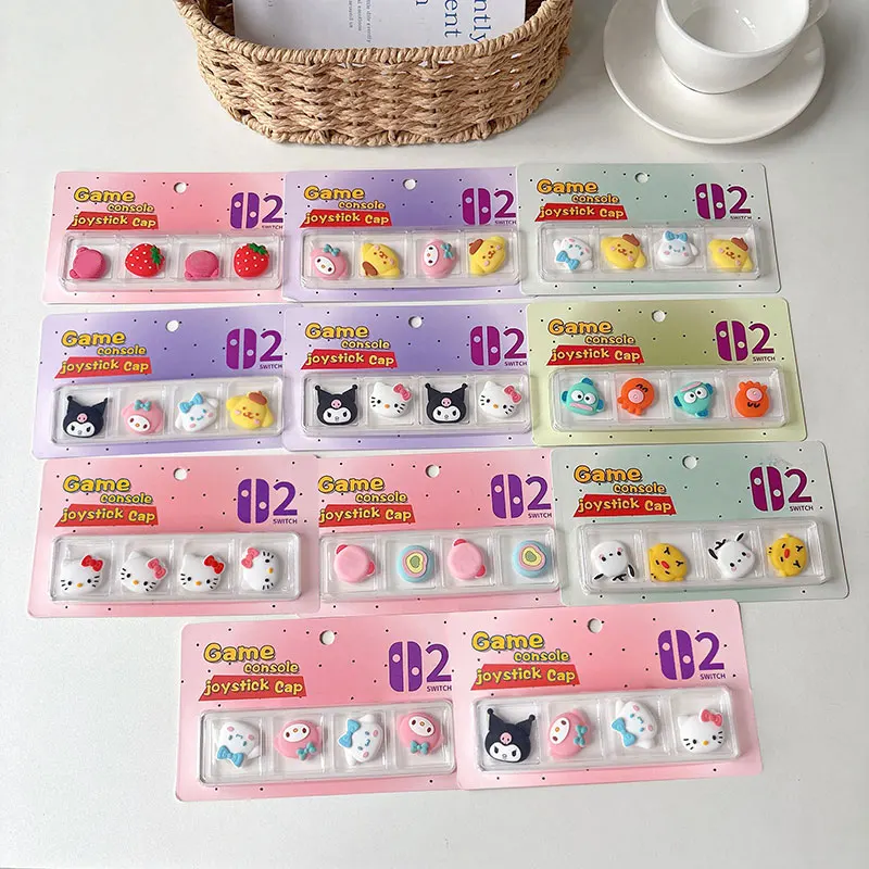 4 Fundas Protectoras de Silicona Suave para Palancas de Mando de Nintendo Switch 2 JoyCon, Diseño de Dibujos Animados