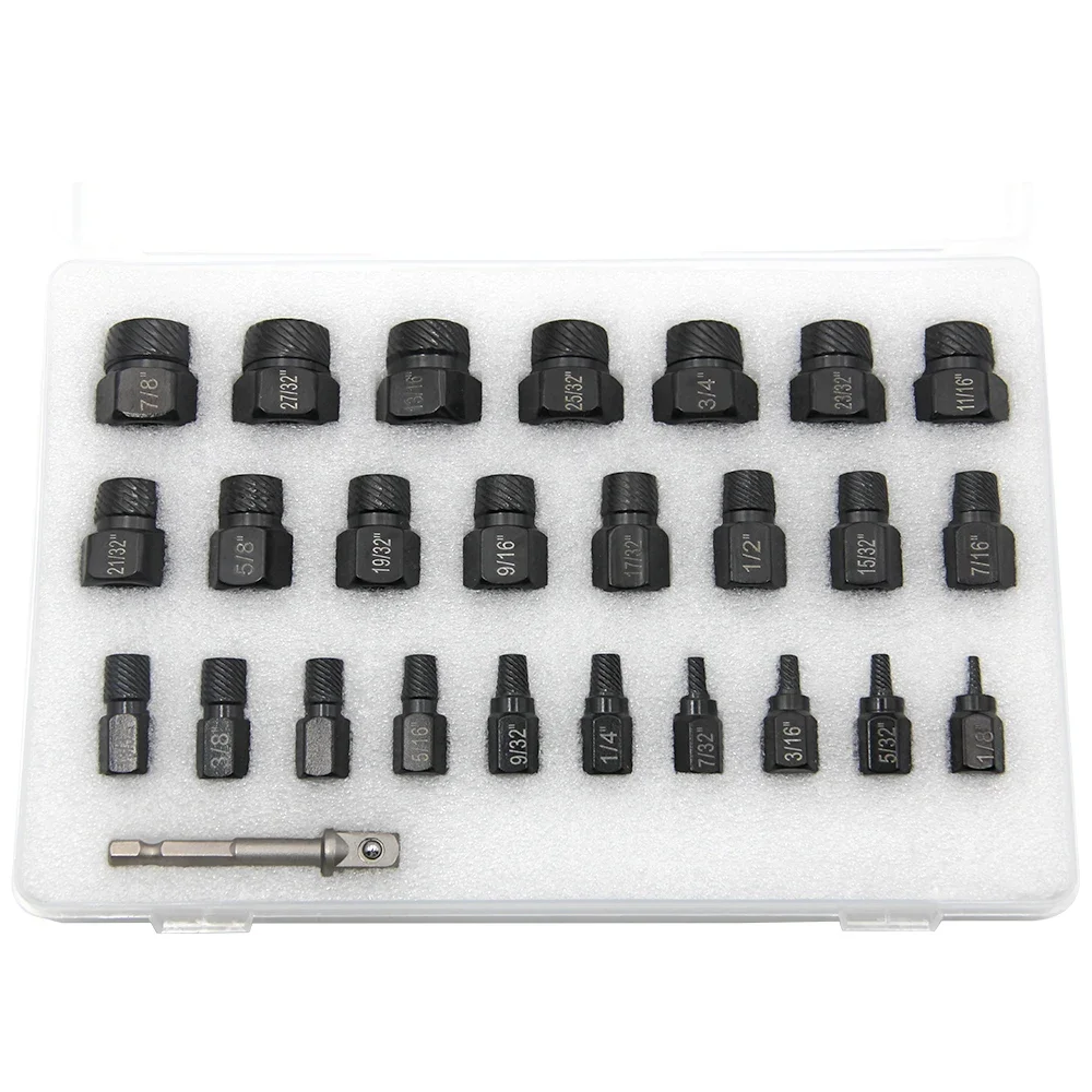 

26pcs Imperial Damaged Screw Extractor Drill Bit Set Stripped Screw Extractor Kit For Broken Bolt Extractor With Magnetic