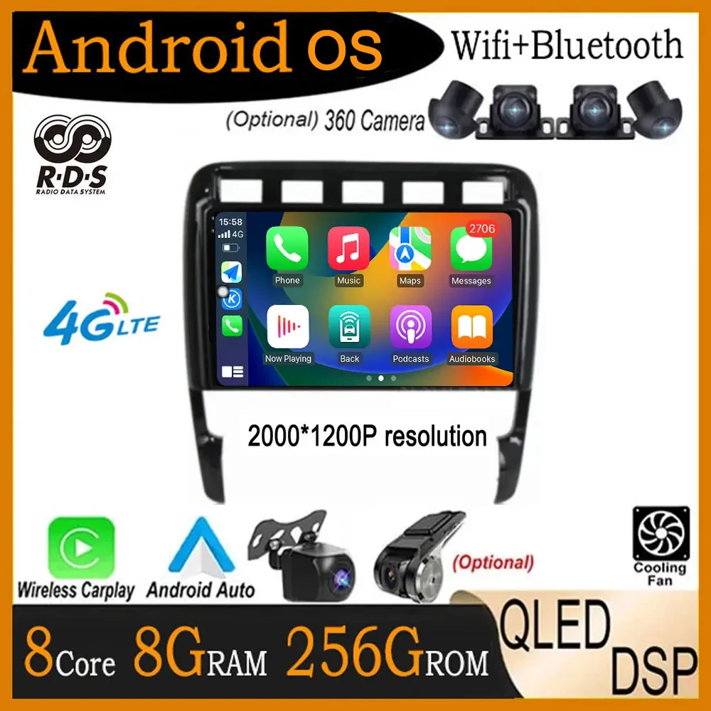 

9 Inch DSP Android 14 For Porsche Cayenne I 1 9PA 2002 - 2010 Car Radio Multimedia QLED Navi GPS IPS QLED Stereo Auto 4G+Wifi