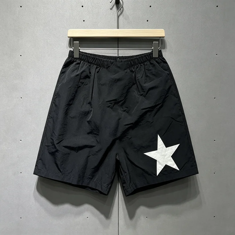 Nylon Waterproof Five-pointed Star Print Beach Shorts Kanye SH-01 Shortpants Men Women Drawstring Loose Short Pants Breeches