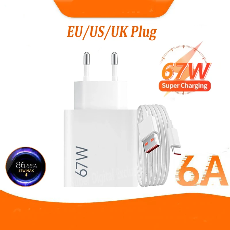 

Оригинальное зарядное устройство Xiaomi 67 Вт, быстрая зарядка, интерфейс USB C PD, ЕС, США, Великобритания, настенный адаптер для зарядки Gan, кабель USB типа C для Xiaomi Samsung