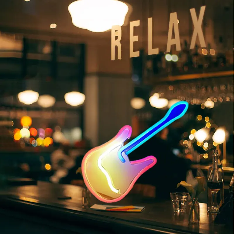 Guitar Light LED Light 3D Neon Sign Decor Light Art Neon Sign for Home Decoration House Rock Bar Pub Hotel Beach Party Usb Lamp