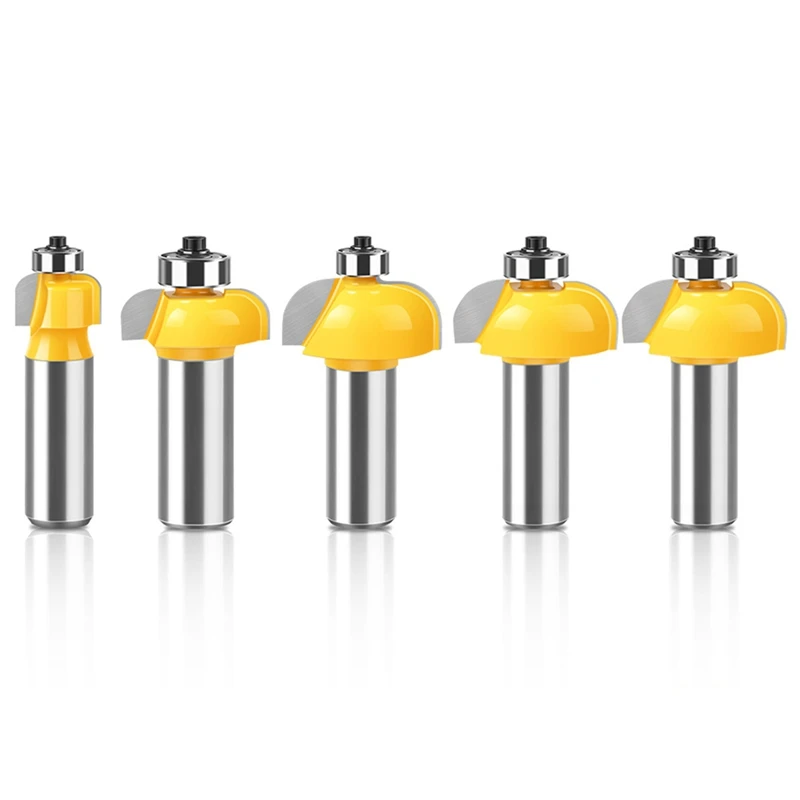 

5Pcs High Quality Cove Bit With Bearing 12.7Mm 1/2 Inch Shank Dovetail Router Bit Cutter Wood Working Tool