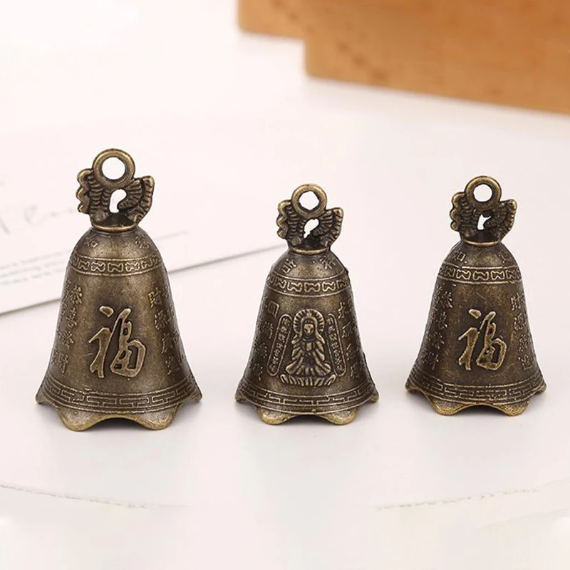 Metal Guanyin Ornaments Decorative Ancient Bronze Bell Men's Car Old Retro Pendant Personality Fortune Wind Chime Ornaments