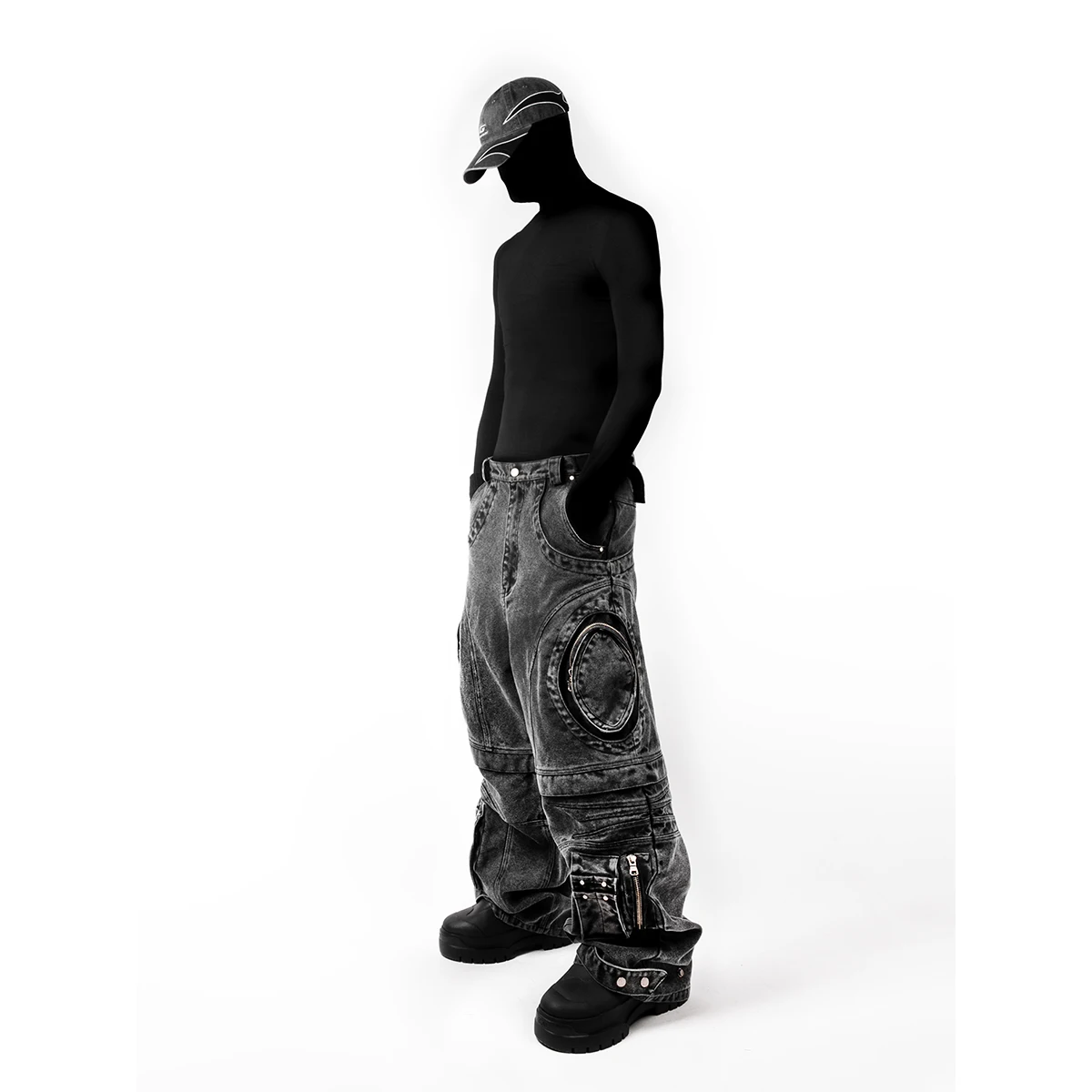 

Avant-Garde Style Techwear Pants Men's Jeans Stacked Wide-Leg Distressed Trousers Deconstruct High Street Hip Hop Casual Pants