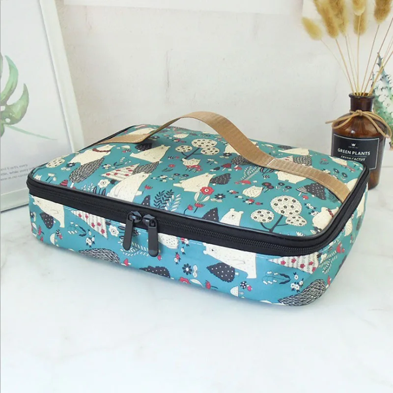 Leinwand Lunch pakete Kinder tragbare funktionelle Leinwand Streifen isoliert thermische Lebensmittel Picknick Kinder Kühler Lunchbox Tasche Tasche – Detail 8