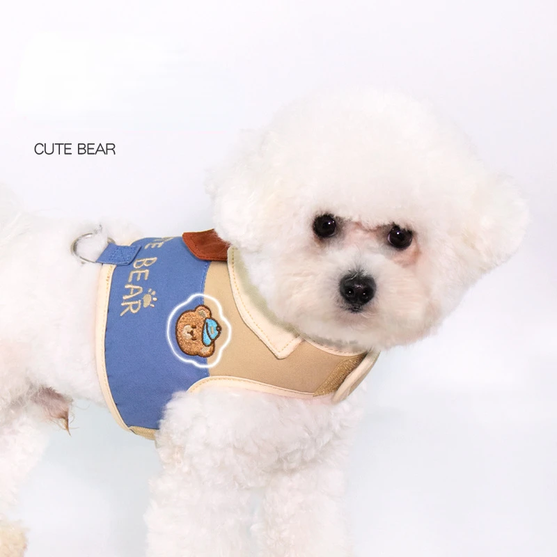 Dog Cute Little Bear Chest Strap Walking Dog Leash Vest Style Teddy Walking Dog Harness and Leash Set Puppy Accessories