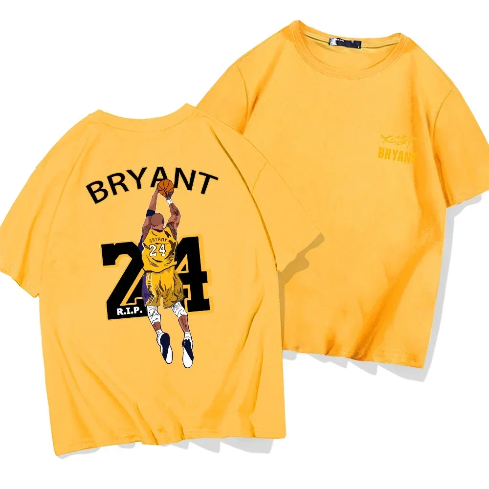 Summer Basketball 3D Printed Short Sleeved Shirt Kobe Bryant 24 Back Commemorative Cotton Shirt