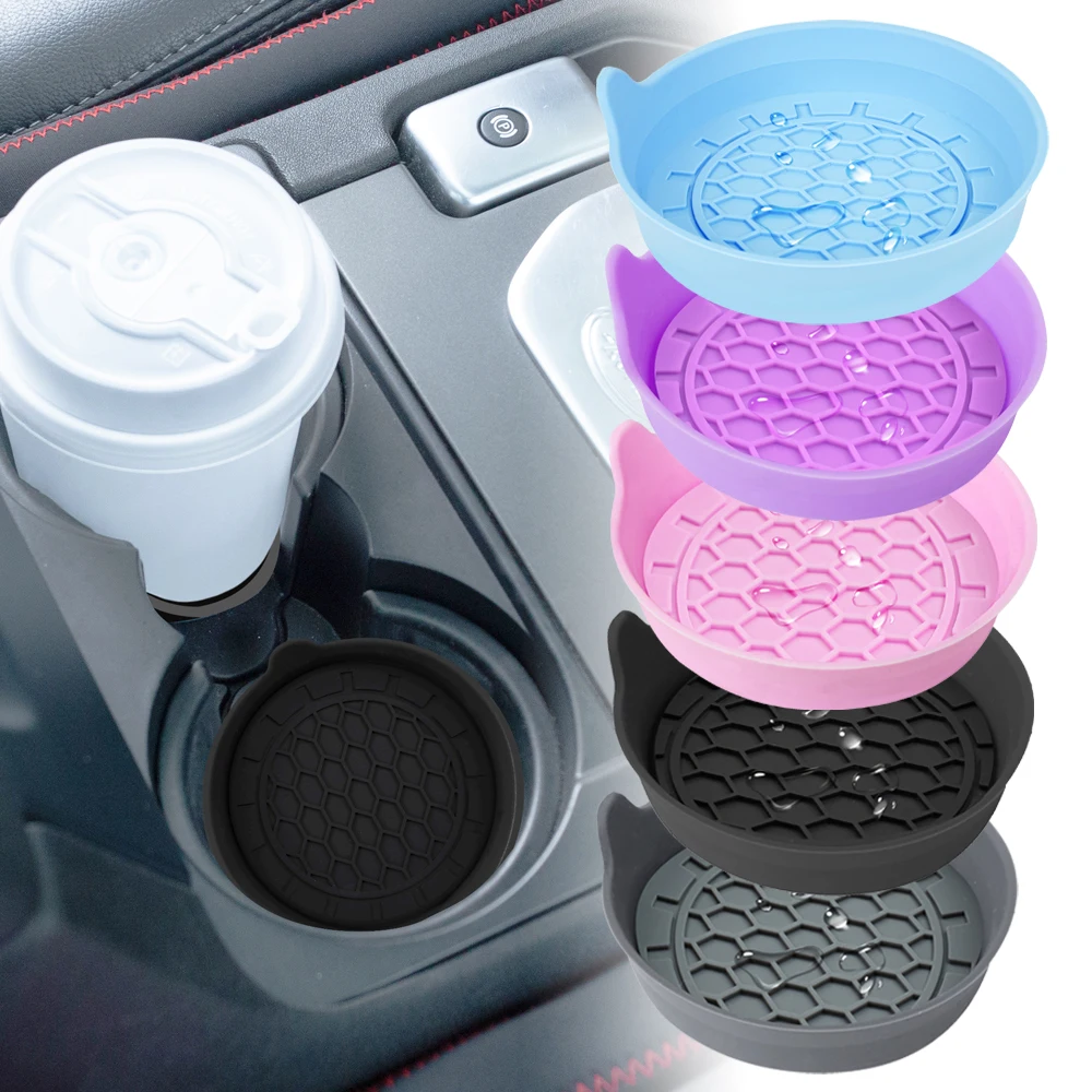 

2PCS Universal Car Cup Coaster, Non-Slip Sift-Proof Spill Saucer Car Interior Accessories
