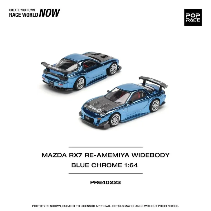 Pre-order *POPRACE 1:64 Mazda RX7 RE-AMEMIYA WIDEBODY electroplated blue coated alloy model - shipped in January