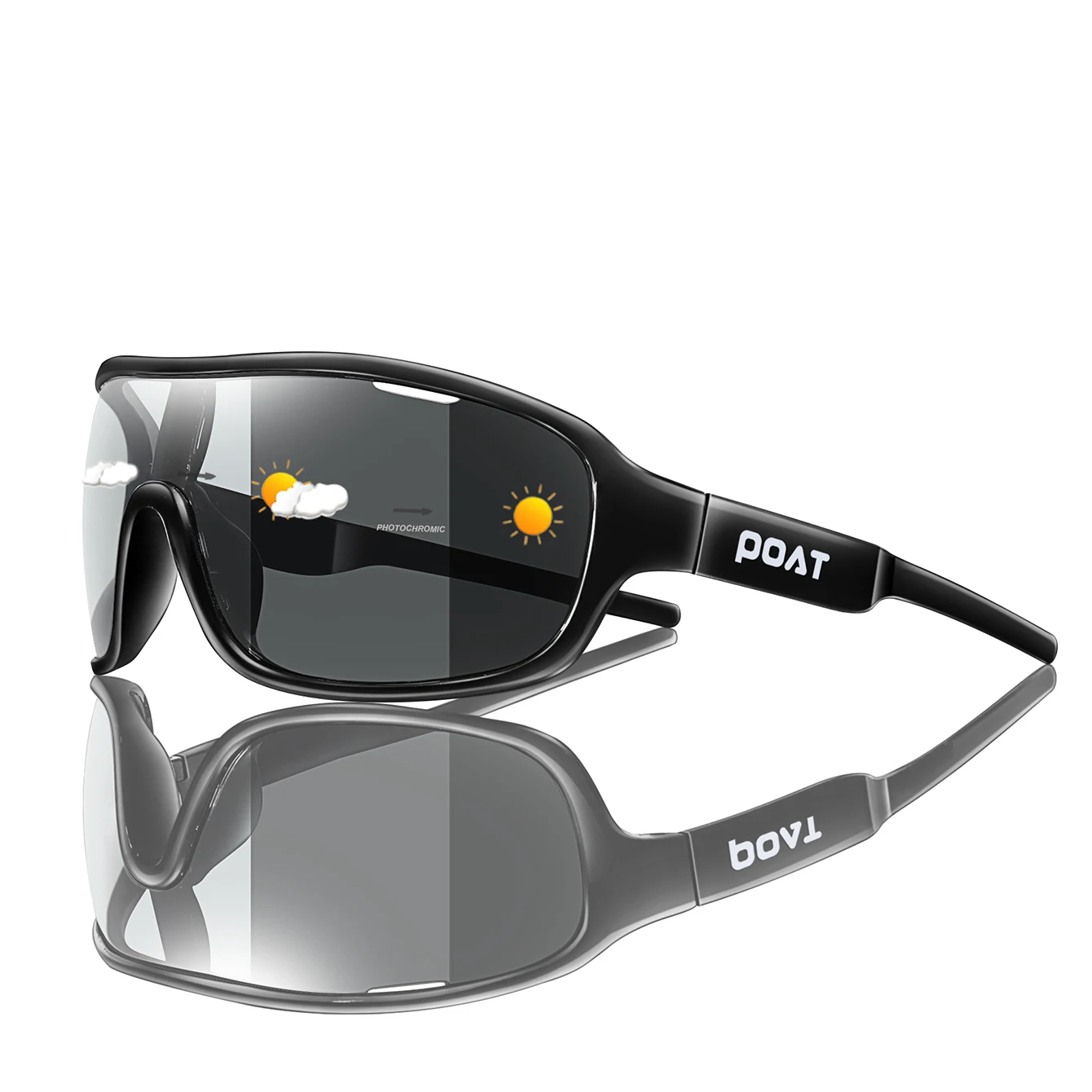 POAT BRAND Photochromic Fishing Sunglasses For Men And Women Outdoor Road Sports Cycling Running, Hiking Windproof Goggles